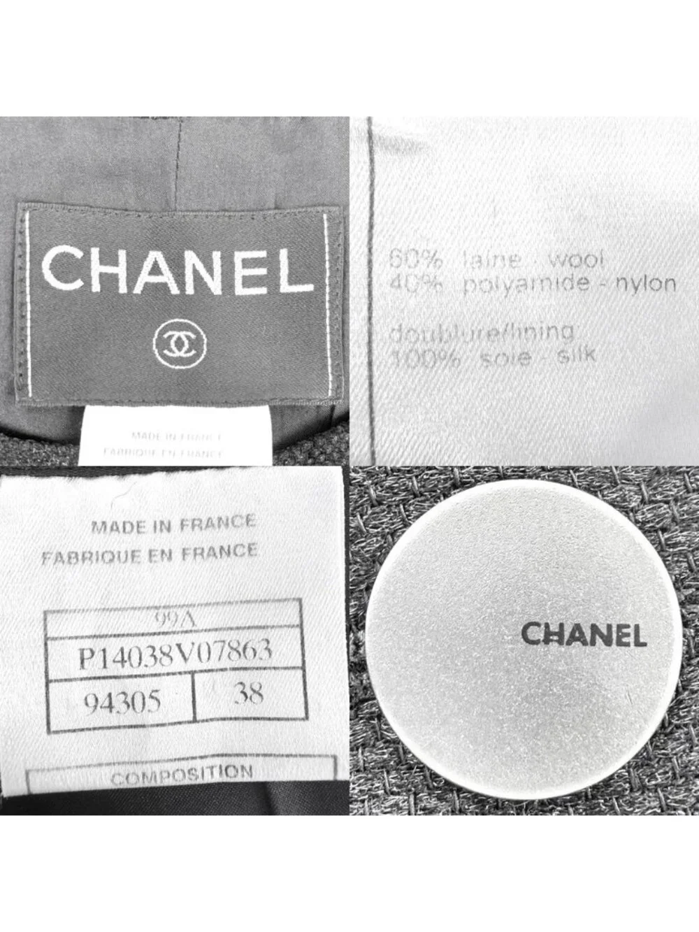 Chanel Coat No Nylon Black Wool Autumn